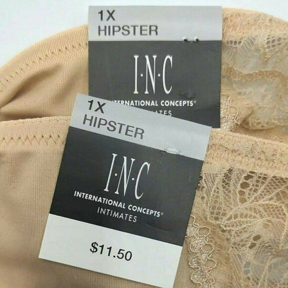 BOGO INC International Concepts Womens Lace Inset Hipster Panties Frappe 1X NEW - Picture 3 of 10